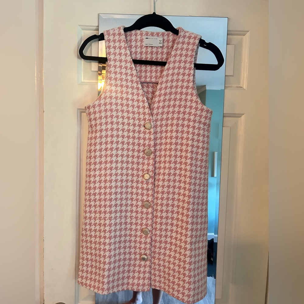 ASOS Pink and White Houndstooth Dress